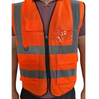 Жилет сигнальный светоотражающий на молнии с карманами XXXL, оранжевый (кратно 50 шт)